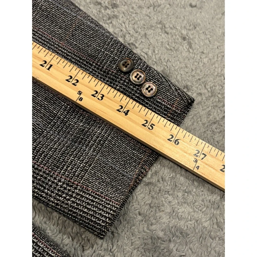 Haggar Imperial Sport Coat Blazer Mens 44 Gray Plaid Wool Tweed Suit Jacket